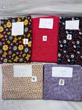 Fabric Cotton Multi Color Pre-Washed Great for Quilting and Crafts 5.5 yds